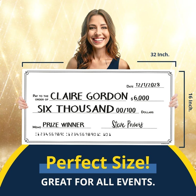 Pixelverse Design Giant Dry Erase Check - 16" x 32", Reusable Big Oversized Blank Check for Presentation - Great Photo-Op for Fundraisers, Charity & Donation Events - Image 5
